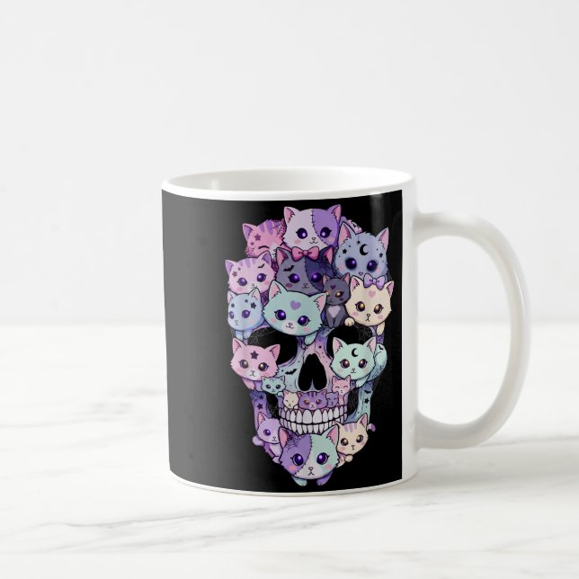 Mug Crâne de chat mignon et effrayant esthétique Hallo (Droite)