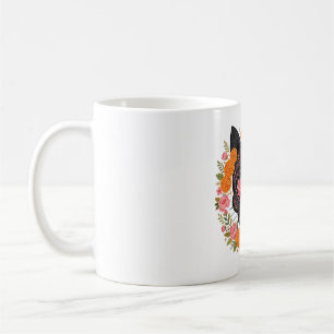 Mug Crâne de chat noir Jour des morts Marigold floral
