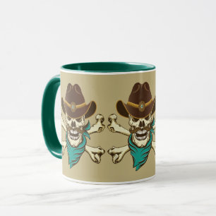 Mug Crâne de cow-boy et os croisés