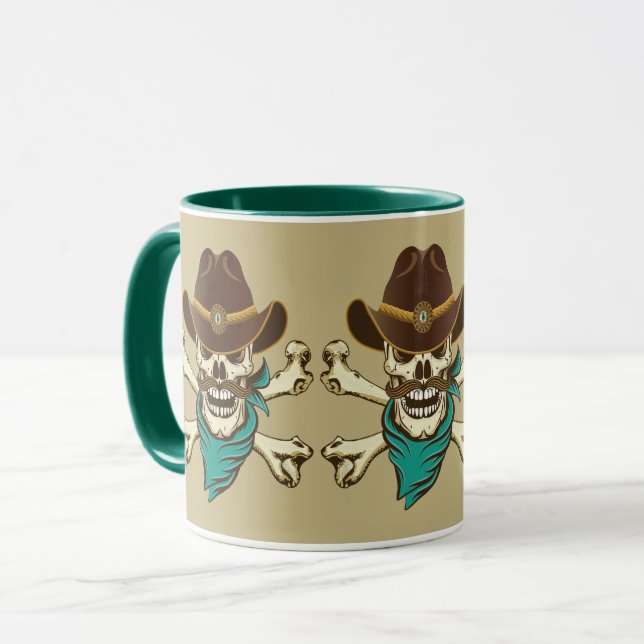 Mug Crâne de cow-boy et os croisés (Devant gauche)
