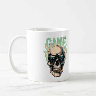 Mug Crâne de joueur en feu – Puissance du jeu rétro