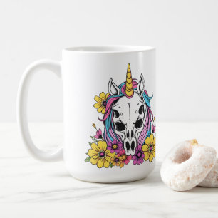 Mug Crâne de Licorne Fleurs Pastel Goth Soft Grunge Go