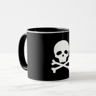 Mug Crâne de pirate blanc sur fond noir