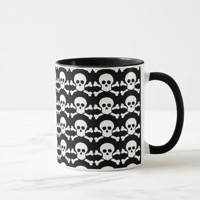Mug crâne de pirate noir et blanc (Droite)
