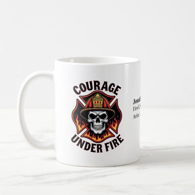 Mug Crâne de pompier unique dans la croix maltaise de  (Gauche)