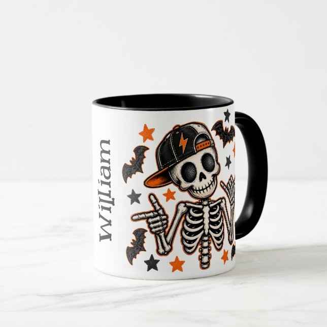 Mug crâne de squelette d'Halloween mignon (Devant droit)