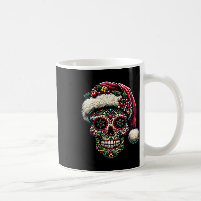 Mug Crâne de sucre Noël Chapeau de Noël Jour de la mor (Droite)