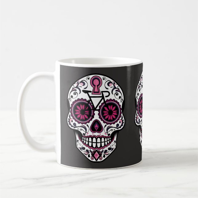 Mug Crâne de sucre rose, Jour des morts (Gauche)