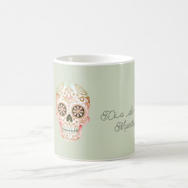 Mug Crâne de sucre rose vert Día de los Muertos (Centre)