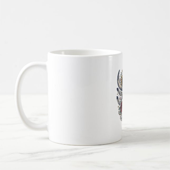 Mug Crâne de taureau floral vintage occidental (Gauche)