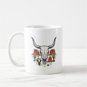 Mug Crâne de vache de désert Art de cactus sud-ouest v
