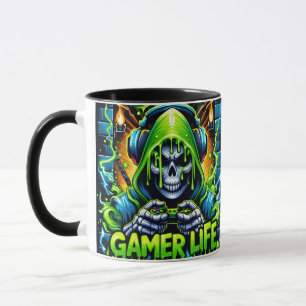 Mug Crâne de vie de joueur de slime vert