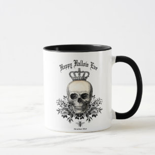 Mug Crâne d'Halloween Vintage moderne avec couronne