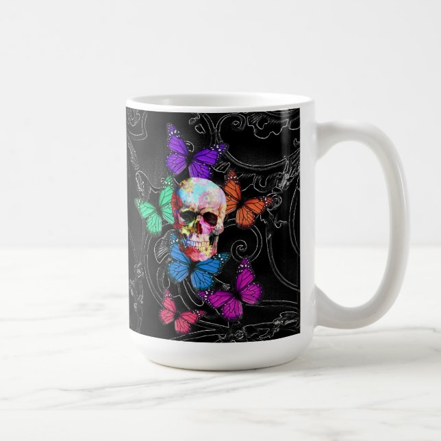 Mug Crâne d'imaginaire et papillons colorés (Droite)