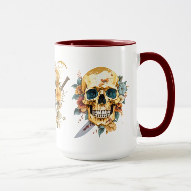 Mug Crâne d'or sur muqueuse blanche (Droite)