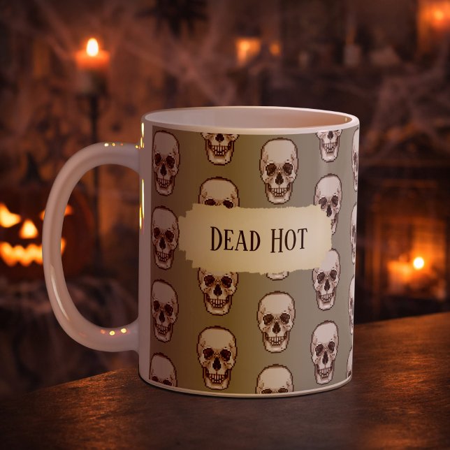 Mug Crâne drôle mort chaud motif d'art pixel gothique  (Créateur téléchargé)