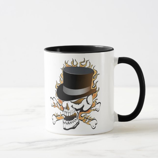 Mug Crâne du chapeau en flammes (Droite)