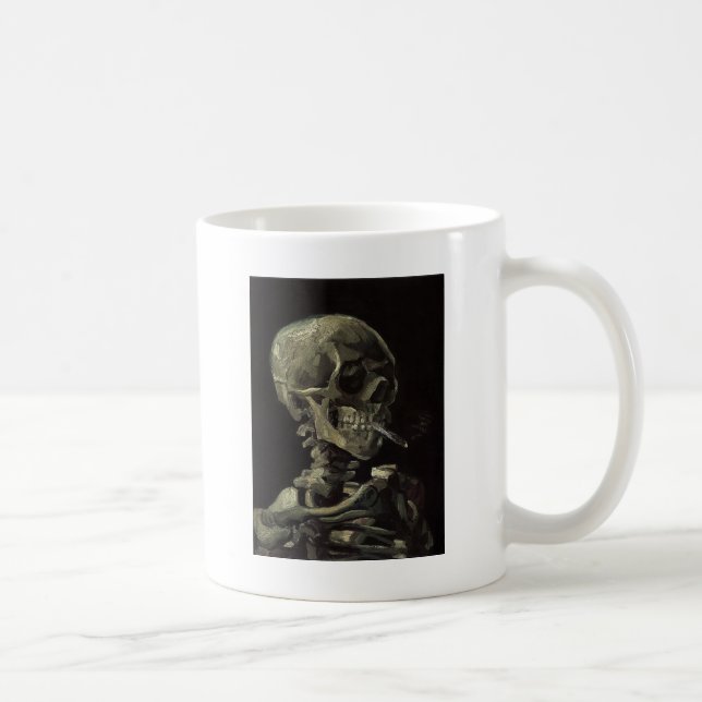 Mug Crâne d'un squelette avec la cigarette brûlante (Droite)
