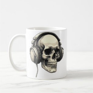 Mug Crâne Écoutant de la Musique Avec des Écouteurs Dj