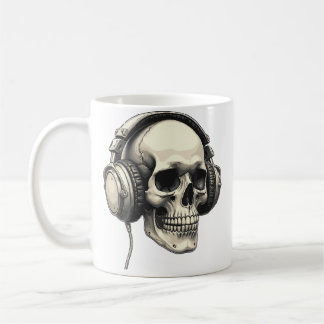 Mug Crâne Écoutant de la Musique Avec des Écouteurs Dj