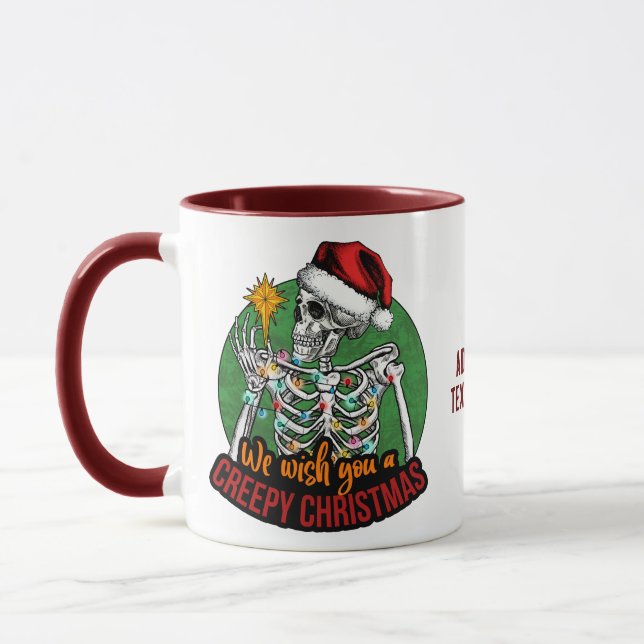 Mug Crâne effrayant Noël  Souhaite un rouge effrayant (Gauche)