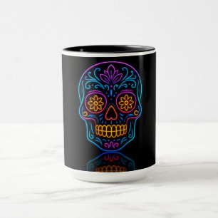 Mug Crâne en sucre néon noir/bienvenue jour des morts