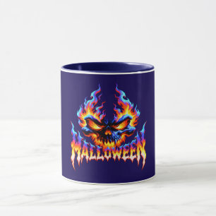 Mug Crâne enflammé design Halloween de flamme