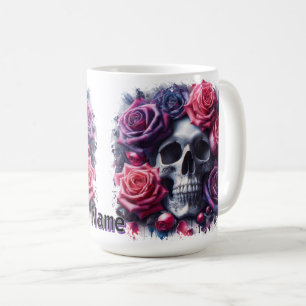 Mug Crâne entouré de Roses dynamiques
