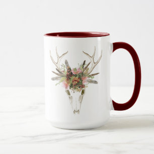 Mug Crâne et fleurs de cerfs communs