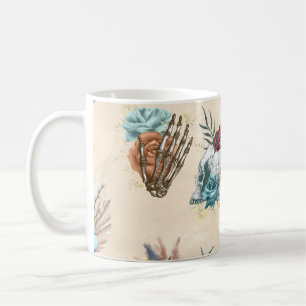 Mug Crâne et squelette Boho avec fleurs