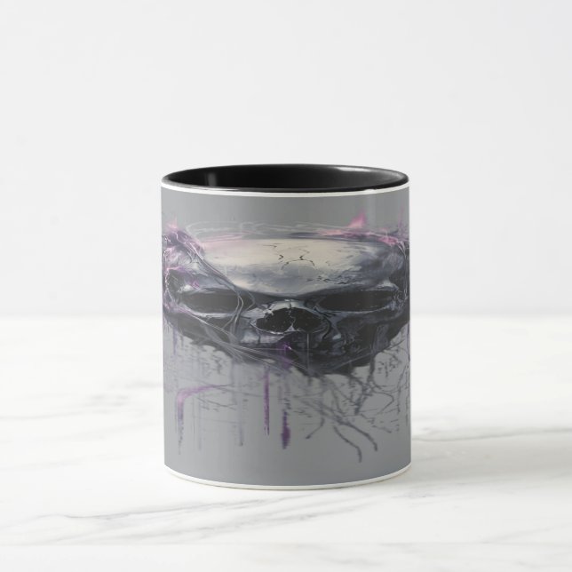 Mug Crâne Éthéré Art Abstrait Grunge Sombre (Centre)