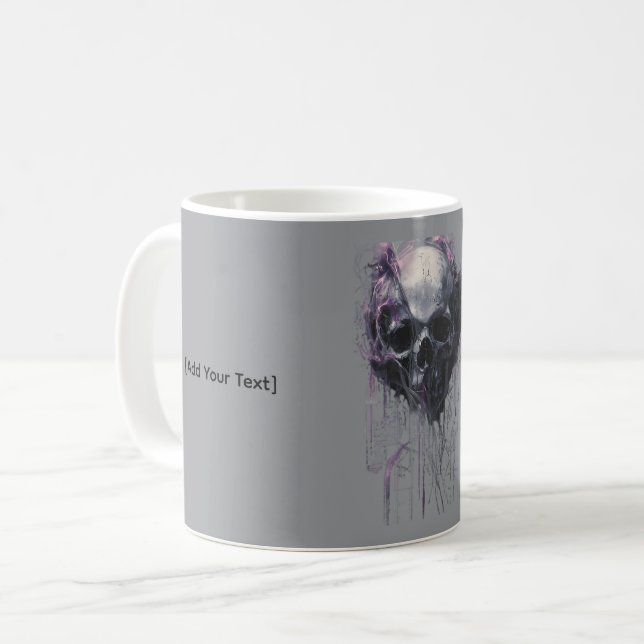 Mug Crâne Éthéré Art Abstrait Grunge Sombre (Devant gauche)