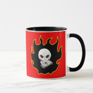Mug Crâne feu argent mort Red Black Jaune Biker