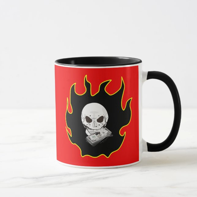 Mug Crâne feu argent mort Red Black Jaune Biker (Droite)