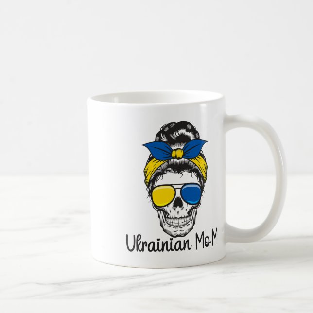 Mug Crâne Fille Ukrainienne Ukraine Chignon Désordonné (Droite)