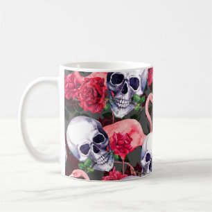 Mug Crâne floral, motif flamand sans soudure.