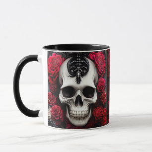 Mug Crâne foncé et gothique et Rose