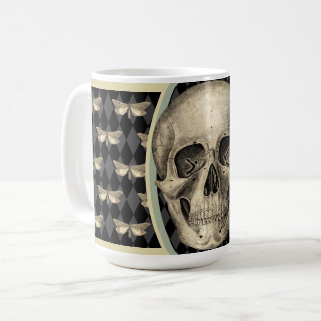 Mug Crâne gothique et papillons (Devant gauche)