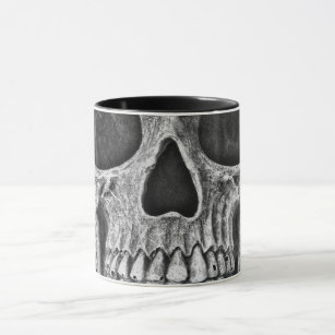 Mug Crâne gothique Face À Un Cool De Grunge Noir Et Bl