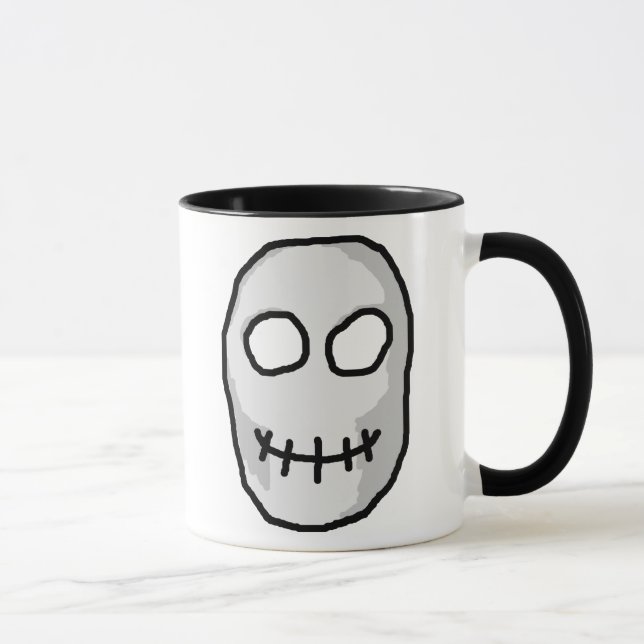 Mug Crâne gris et noir en pierre. Style primitif (Droite)