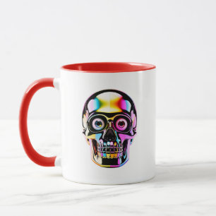 Mug Crâne holographique néon art moderne