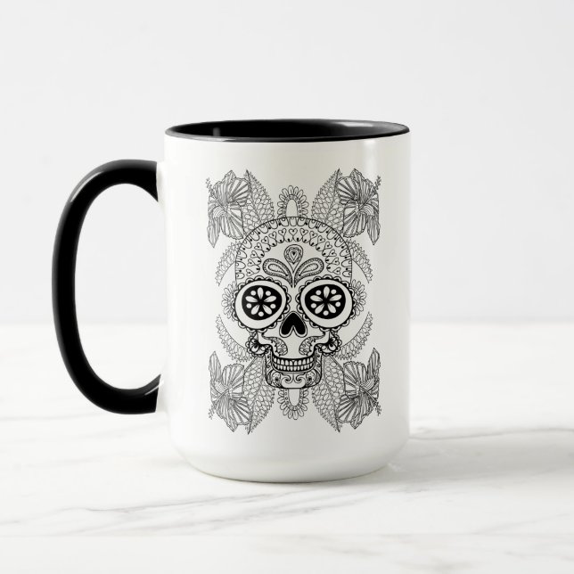 Mug Crâne inspiré en fleurs (Gauche)
