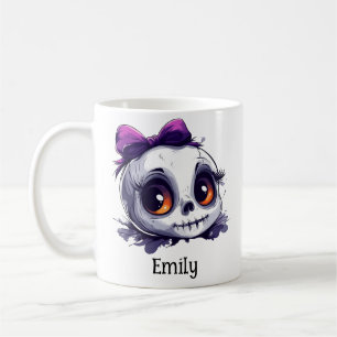 Mug Crâne mignon personnalisé avec Halloween en Bow