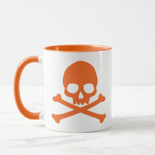 Mug Crâne orange simple et muqueuse croisée