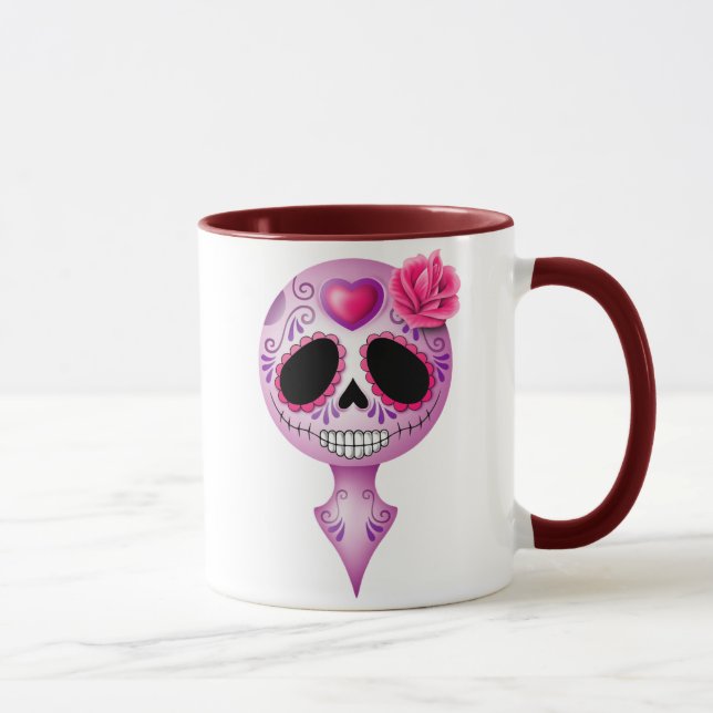 Mug Crâne pourpre mignon de sucre (Droite)