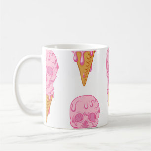 Mug Crâne rose crème glacée, motif sans soudure.