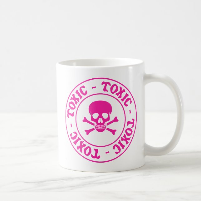 Mug Crâne rose toxique et os croisés (Droite)