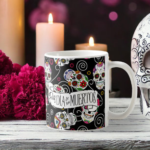Mug Crânes à sucre et tourbillons Rose noir ID725