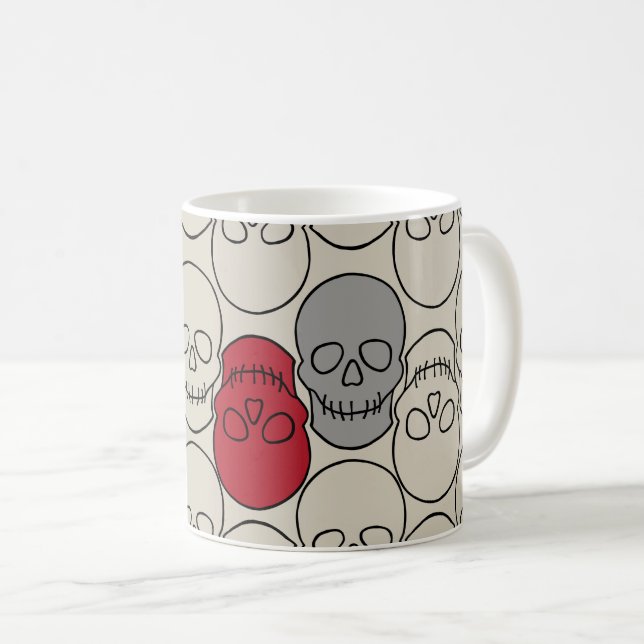 Mug Crânes - Bone White et Bat Black (Devant droit)