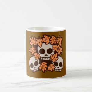 Mug Crânes d'automne avec couronne de feuilles d'autom